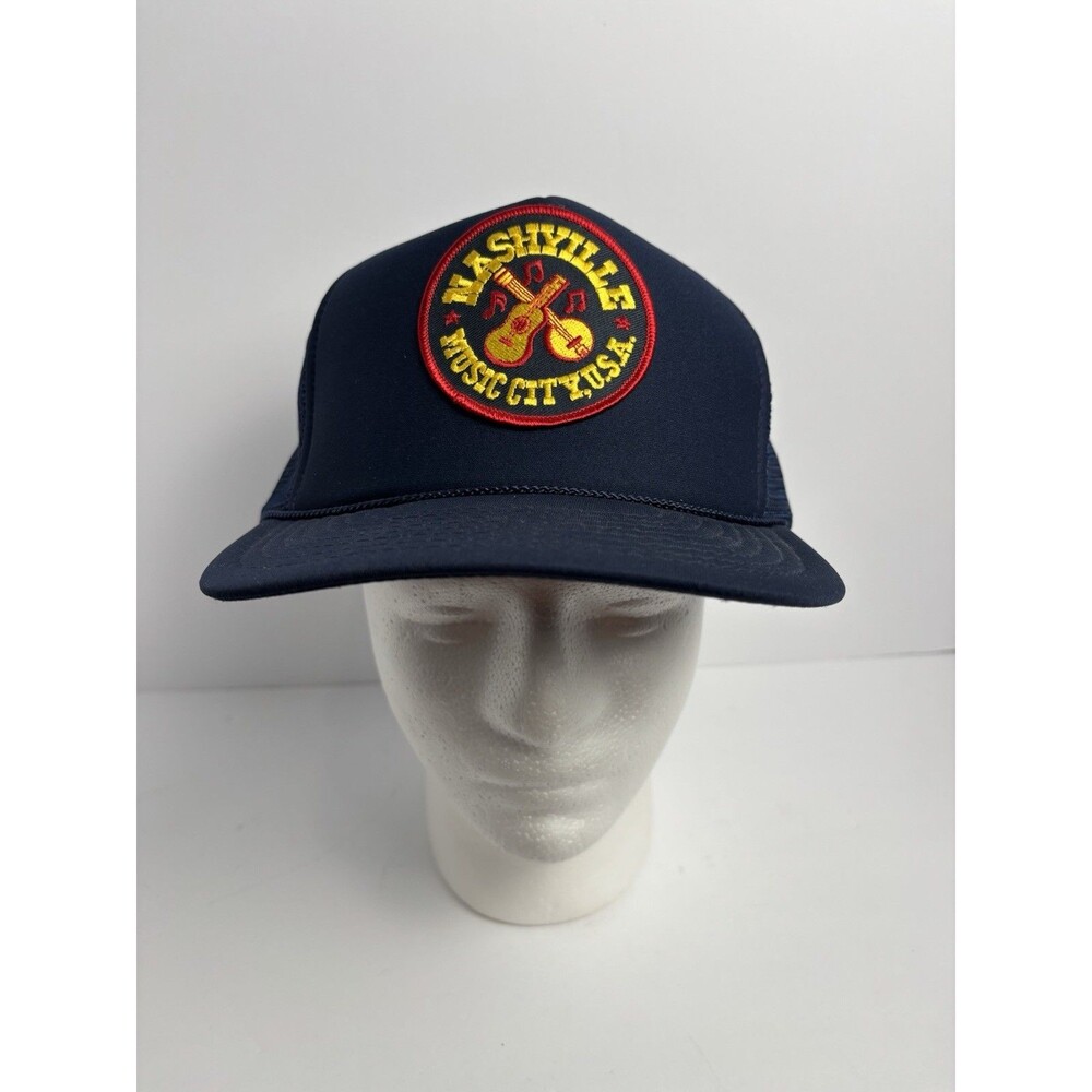 Vintage Nashville Hat Cap Snapback Blue Trucker Music City USA
